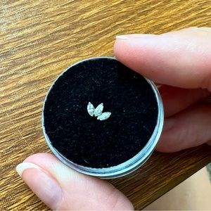 BVLA 14k White Gold marquise Fan with CZ’s, threaded end and post